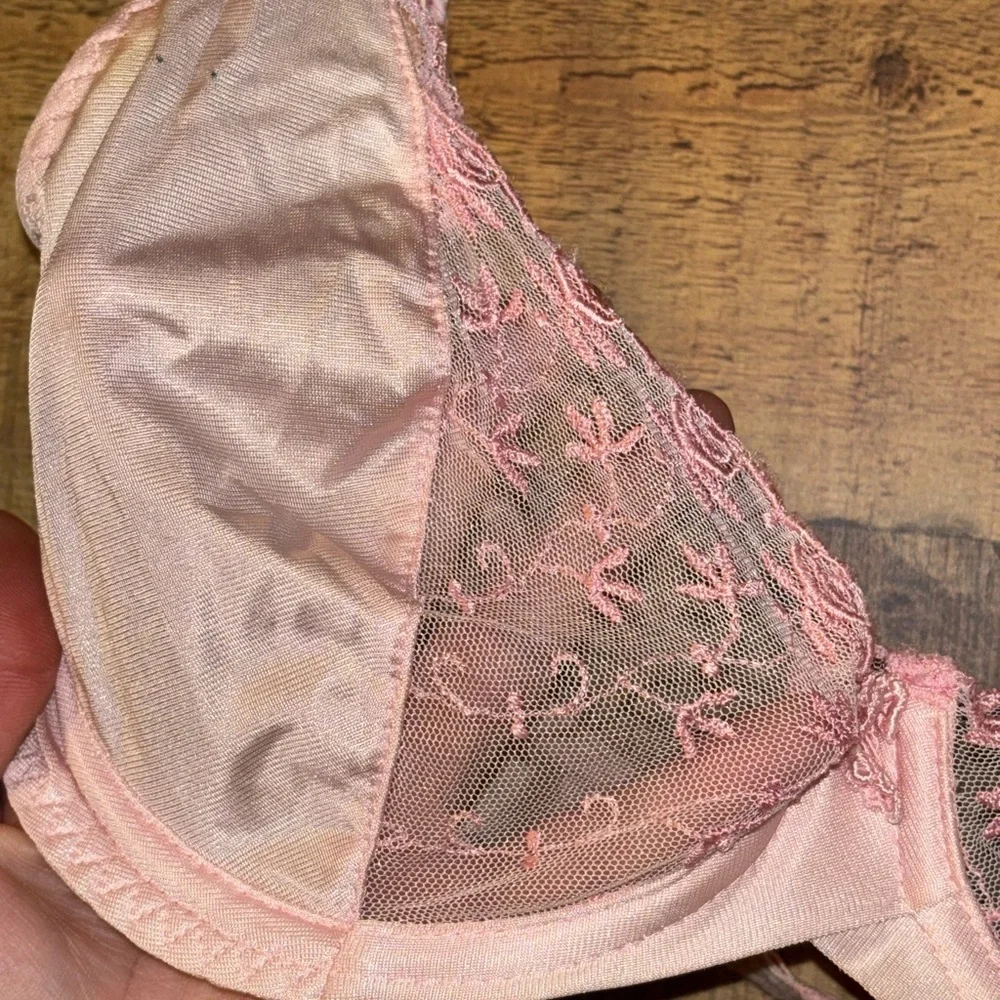 Vintage Jill St. John Pink Lace Satin Bra